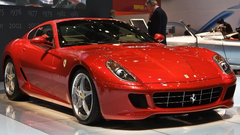 Red Ferrari 599XX on the showroom floor