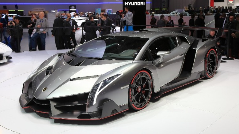 Grey Lamborghini Veneno Roadster