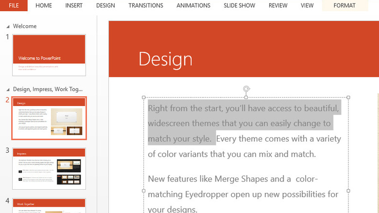 PowerPoint slide with text highlighted