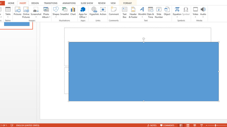 PowerPoint slide showing inserted shape