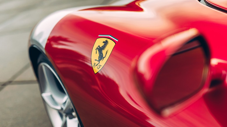 Ferrari SP close-up of logo