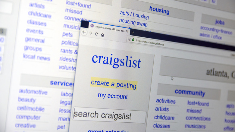 craigslist home screen