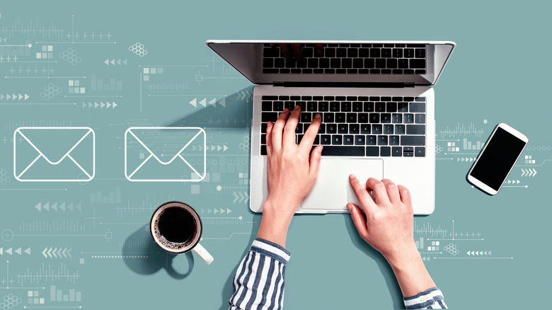 graphic of person checking email