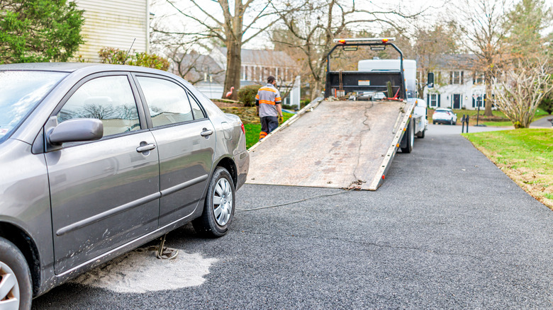 car about to be towed