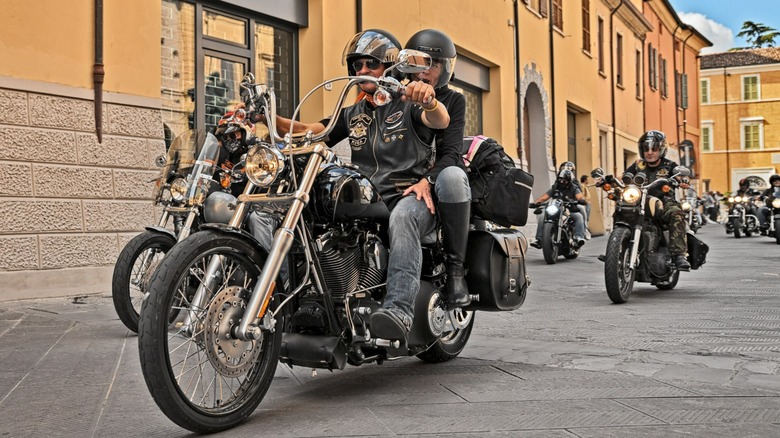Riding a Harley-Davidson motorcycle