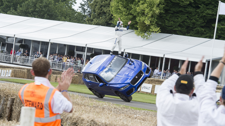 Terry Grant drives Jaguar F-Pace up Goodwood hillclimb