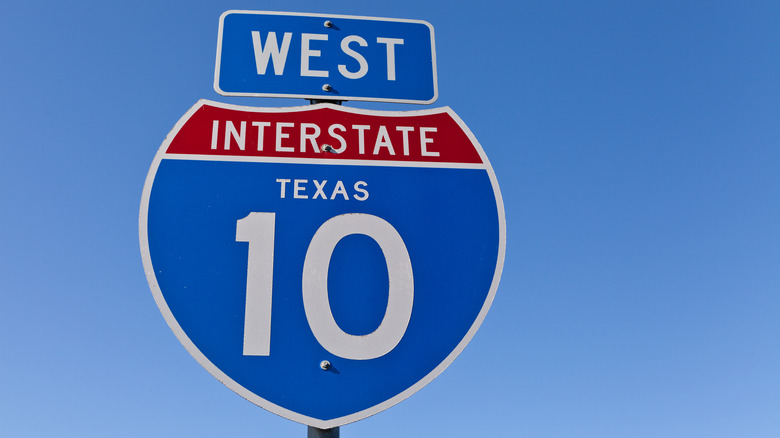 Interstate 10 signboard in Texas