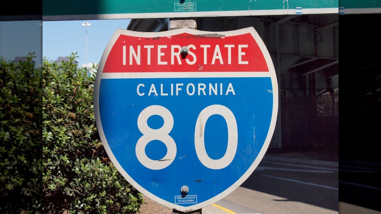 Interstate 80 sign near California