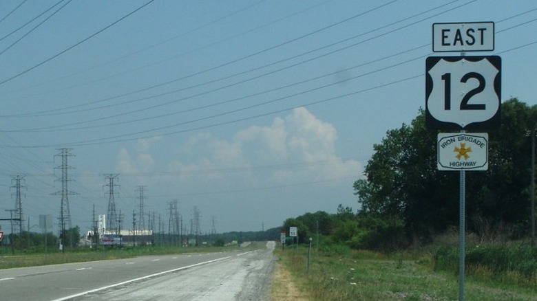 Highway 12 Iron Brigade Highway sign at Illinois