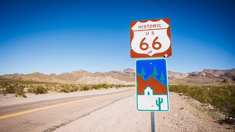 Historic U.S. Route 66 sign along the Arizona Desert