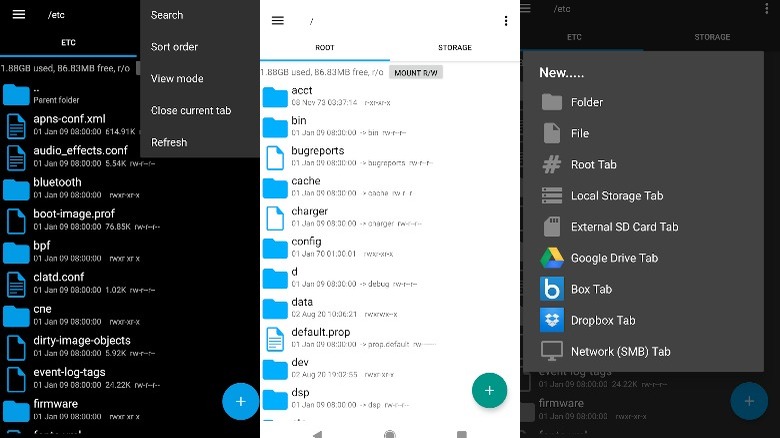Screenshots of Root Explorer