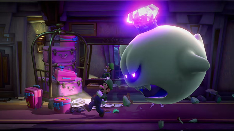 Luigi being chased by a Boo