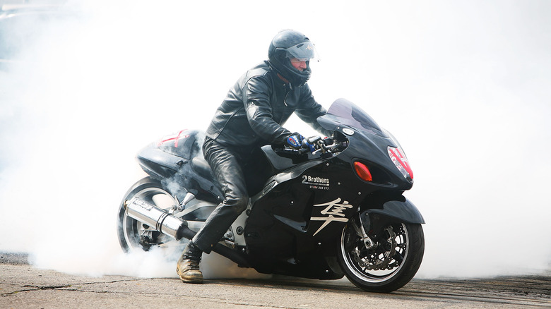 A Suzuki Hayabusa wheel spinning