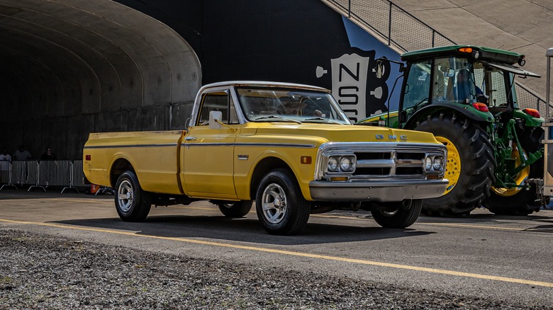 Classic GMC C1500 at a speedway