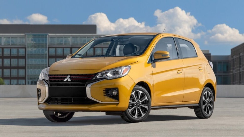 Yellow Mitsubishi Mirage