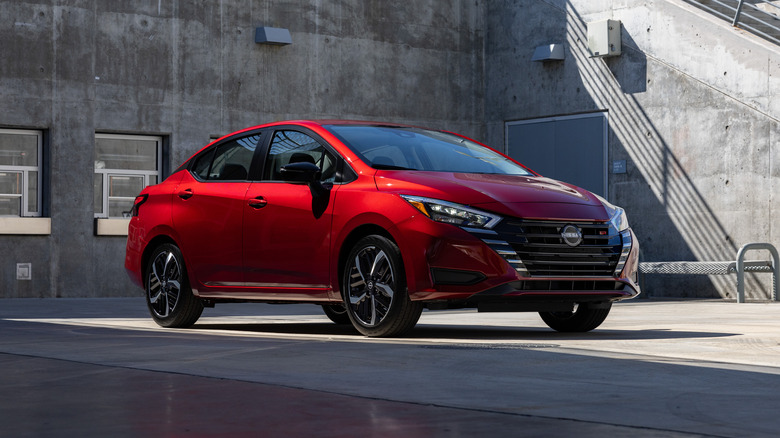 Nissan Versa in red