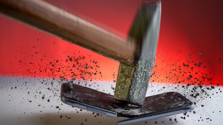 Phone smashed with hammer