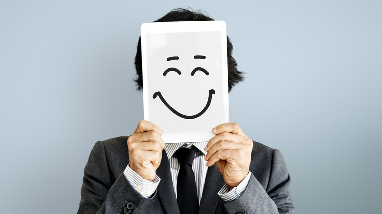 Facial expression drawn on tablet