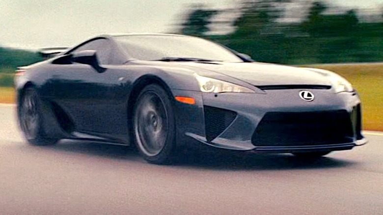 A 2011 Lexus LFA racing down the road in "Fast Five"