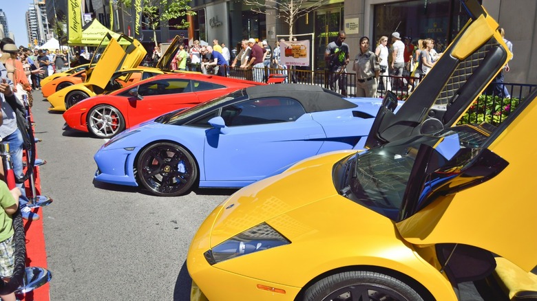 Exotic cars on display