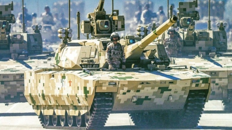 A Chinese Type 100 Main Battle Tank participating in the 2025 China Victory Parade