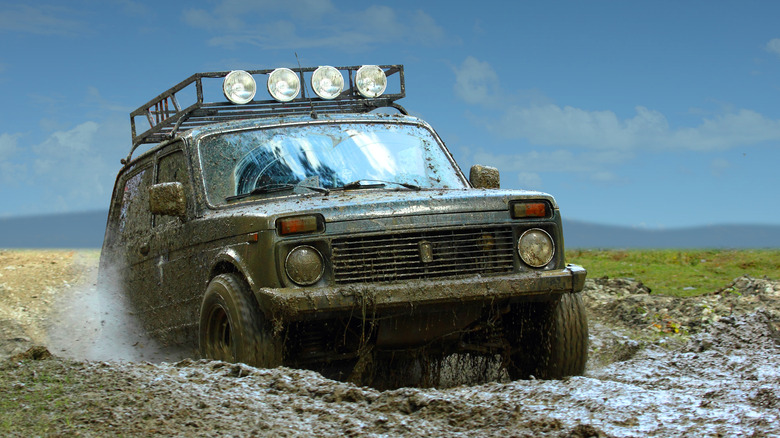Lada Niva in deep mud