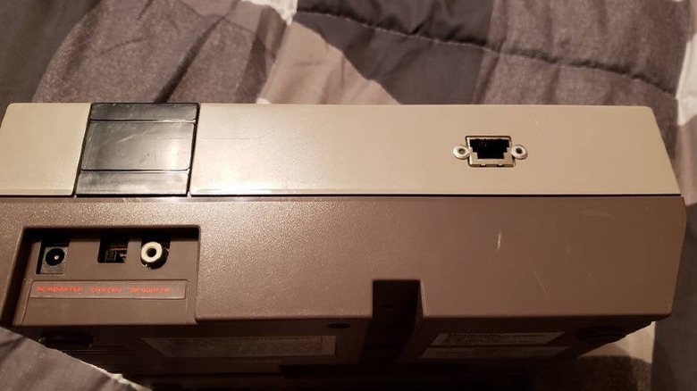 The back of a NES console from the Nintendo World Championships