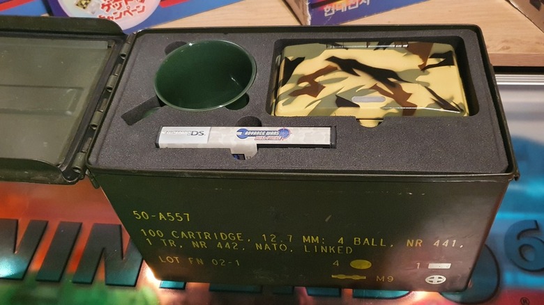 The Nintendo DS Advance Wars Dual Strike Console with army patterns