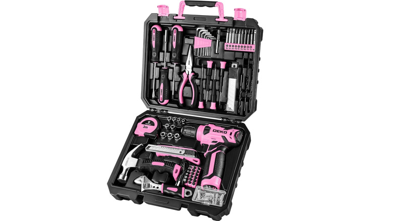 black Dekopro tool case with pink and black tools inside