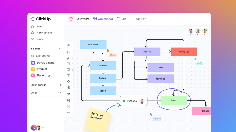 Whiteboarding on Clickup
