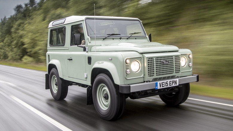 Land Rover Defender Heritage Edition on the road