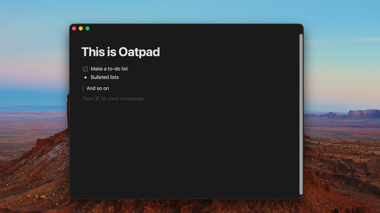 A demonstration of Oatpad on macOS