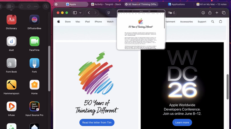 The Tangrid app on macOS using the tabbed layout