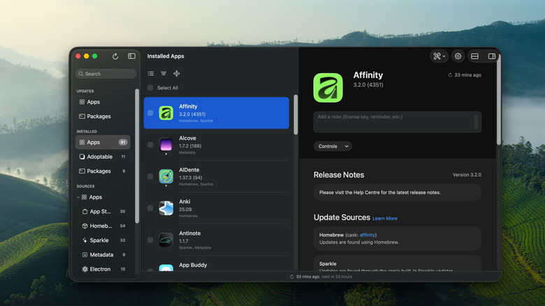 The Updatest app with list of installed apps on macOS
