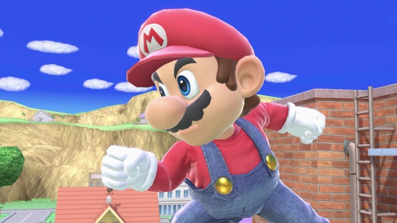 Mario ready to fight in Super Smash Bros.