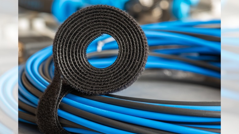 a roll of Velcro cable tie used on a cable