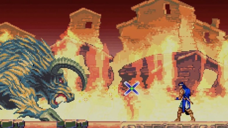 Fighting a boss in Castlevania: Dracula X