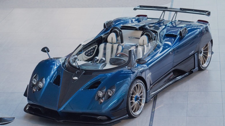 A Pagani Zonda HP Barchetta  on display