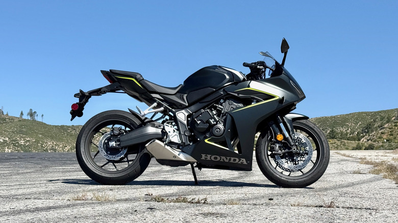 2026 Honda CBR650R side profile parked in the mountains