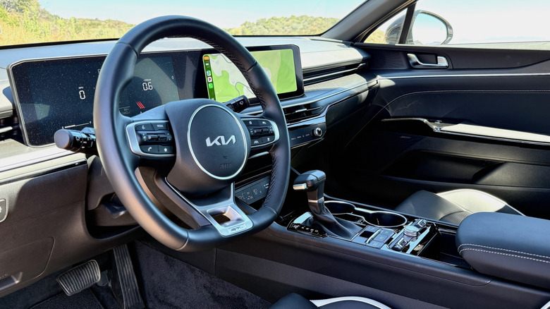2026 Kia K5 GT-Line steering wheel and dashboard