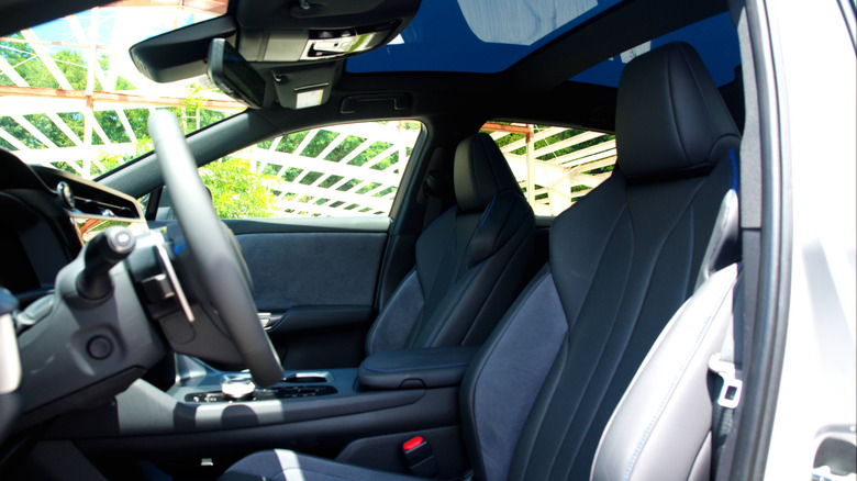 2026 Lexus RZ front seats, steering wheel and panoramic sunroof