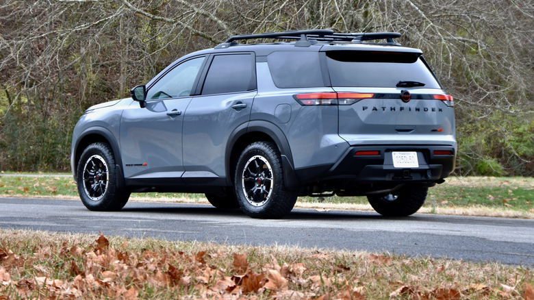 2026 Nissan Pathfinder rear quarter view.