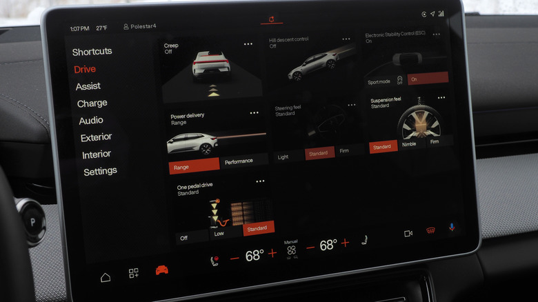2026 Polestar 4 center touchscreen showing drive mode settings