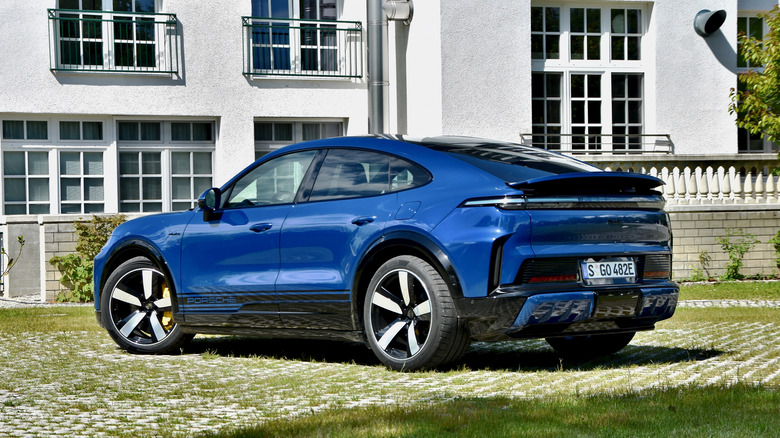2026 Porsche Cayenne Coupe Electric rear quarter view.