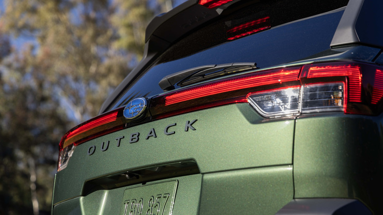 A close-up of the back of the 2026 Subaru Outback, showing the taillights