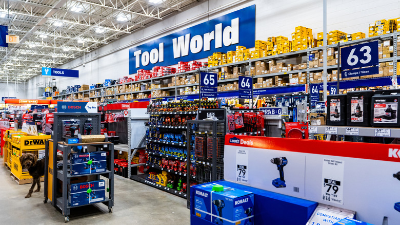 Power tools section at Lowe's Home Improvement