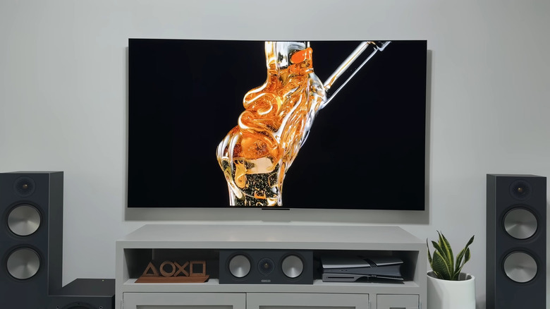 An LG M5 OLED TV being tested