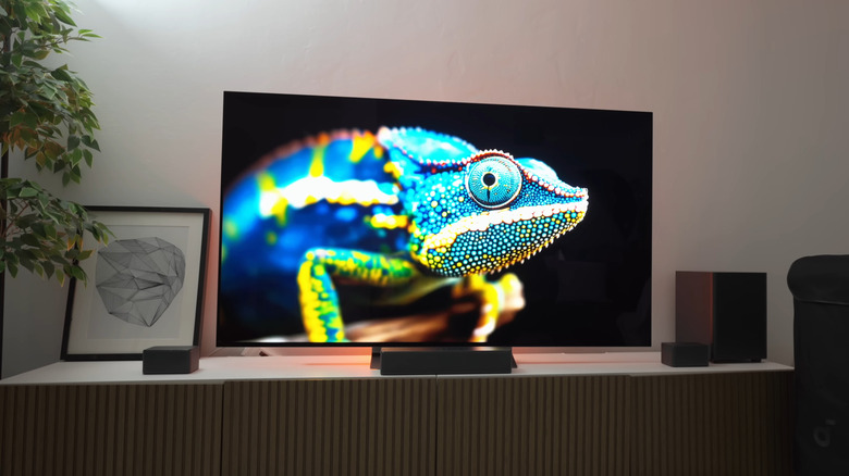 An LG C5 OLED TV being tested
