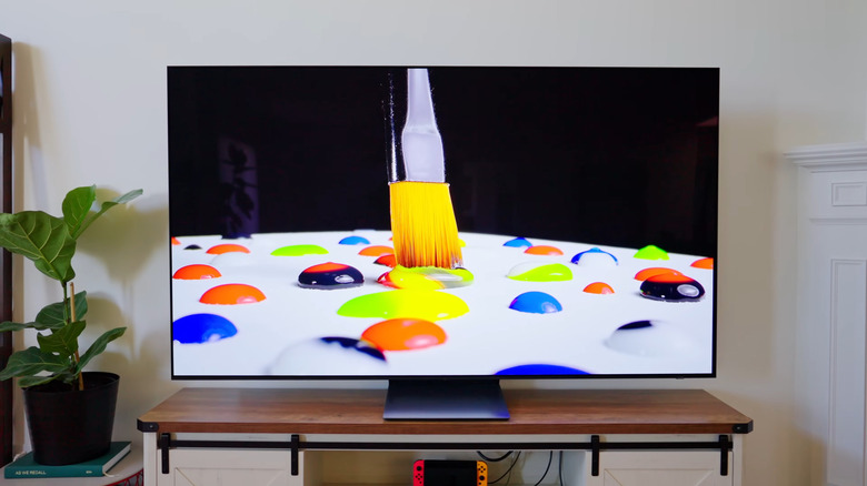 A Samsung OLED TV being tested