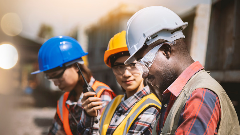 hardhat workers on job site